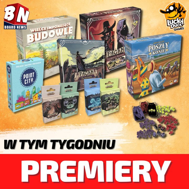 Lucky Duck Games – Pagan z dodatkami, Poszły konie, Point City oraz Wielce Imponujące Budowle