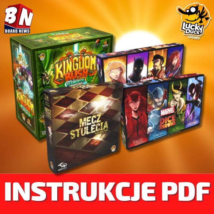  Lucky Duck Games - INSTRUKCJE - KR: Elemental Uprising, Marvel Dice Throne, Mecz Stulecia 